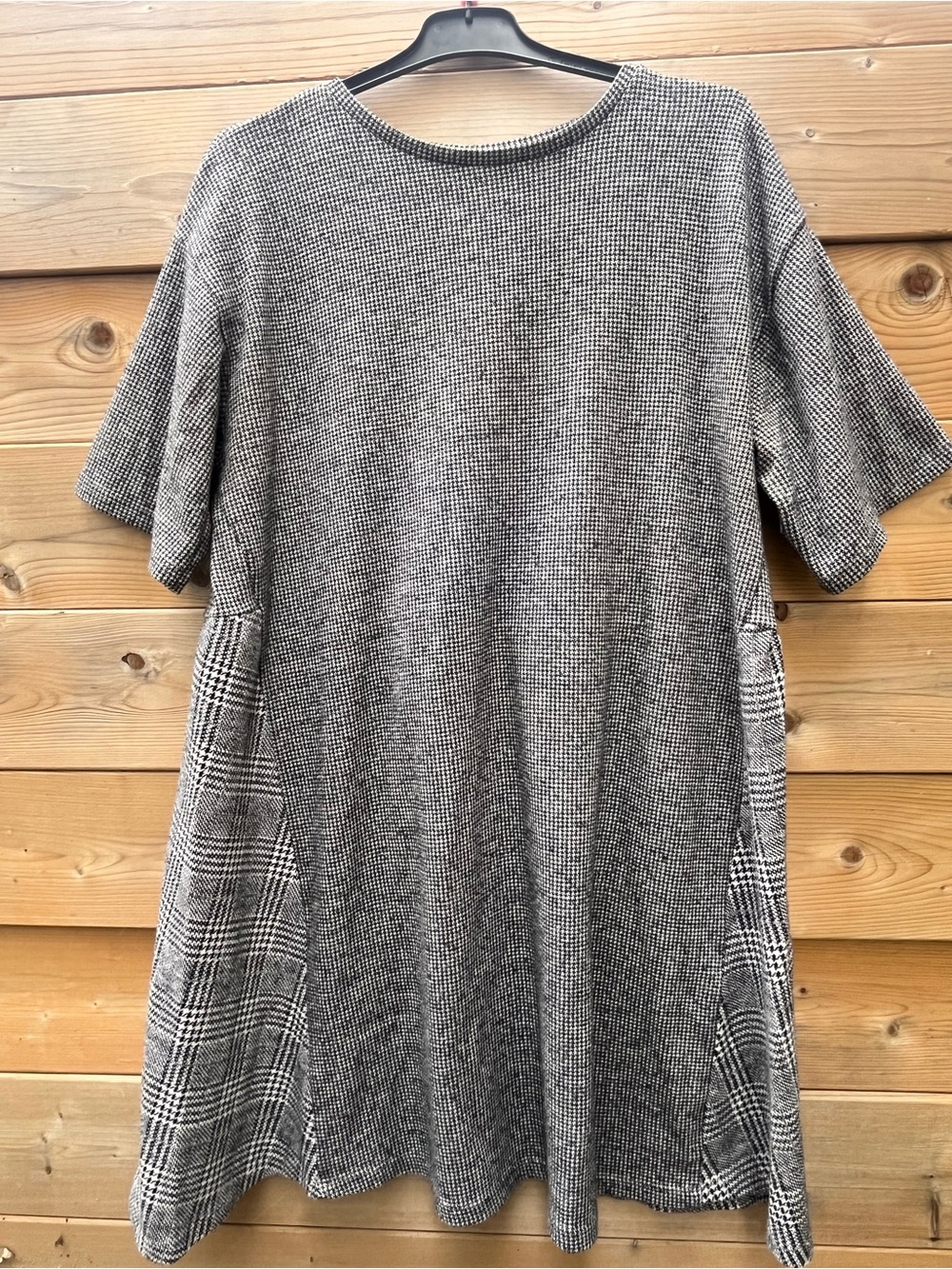 Zara Women's Gray Houndstooth Check Knit Tunic Dress